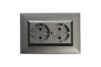 Розетка 2-я Karea RIZZ STAR с заземл. дым. металлик Makel 88050082
