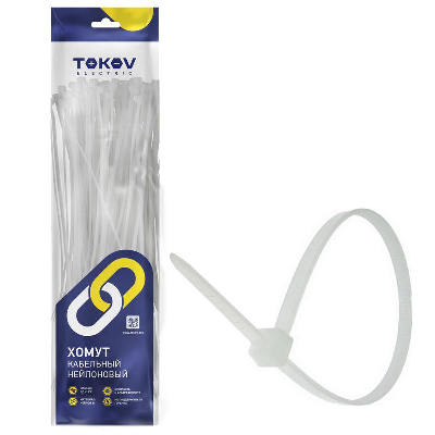Хомут кабельный нейлоновый бел. 4.8х400 (уп.100шт) TOKOV ELECTRIC TKE-HNS-4.8-400-W/100